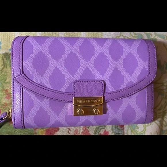 Vera Bradley Tote, Purse, Wallet Set Lavender Purple Leather Vacation Beach - Picture 2 of 9